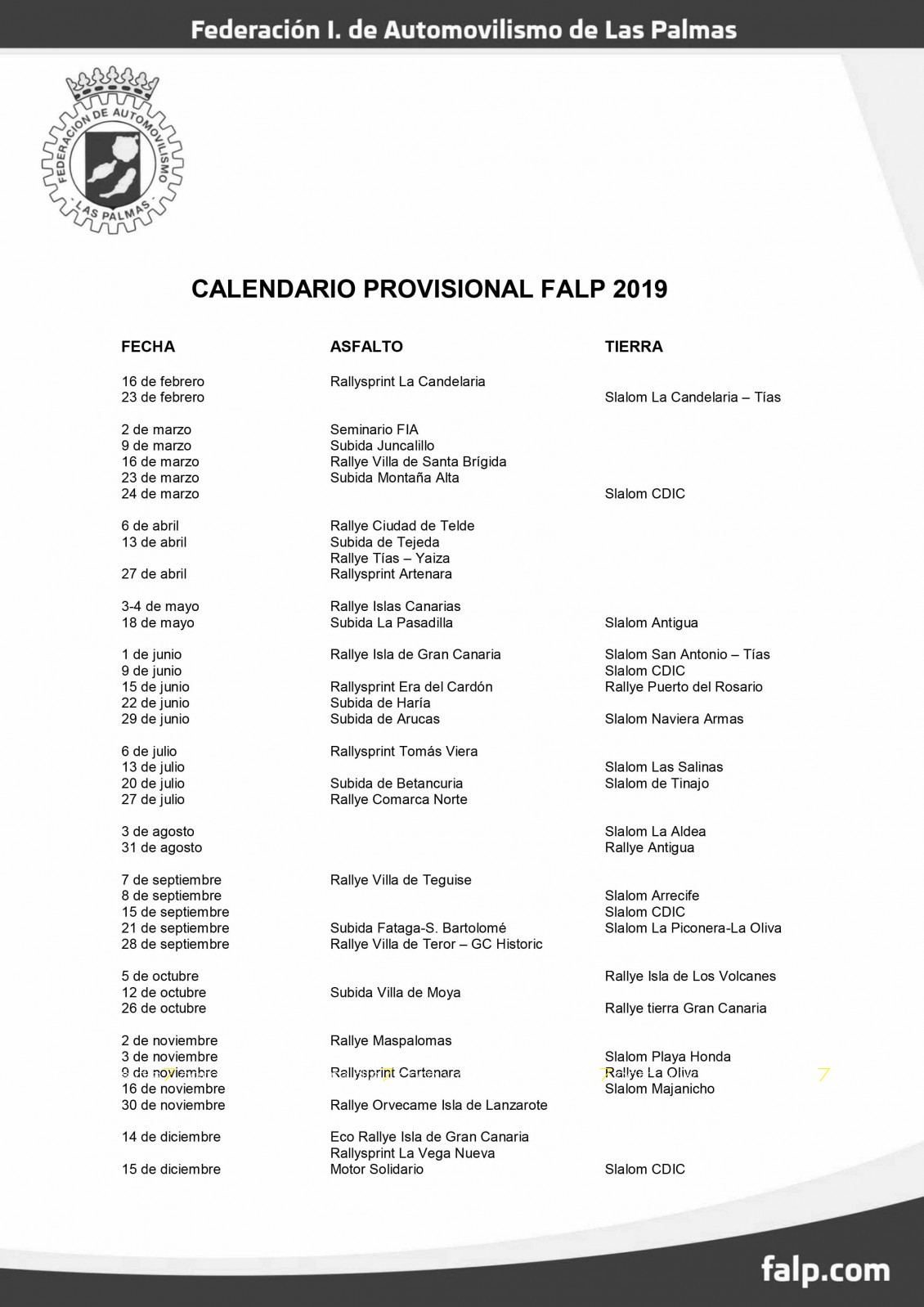 Ya tenemos calendario de la FALP
