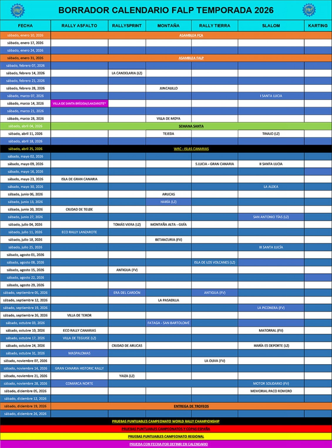 Primer borrador calendario 2026